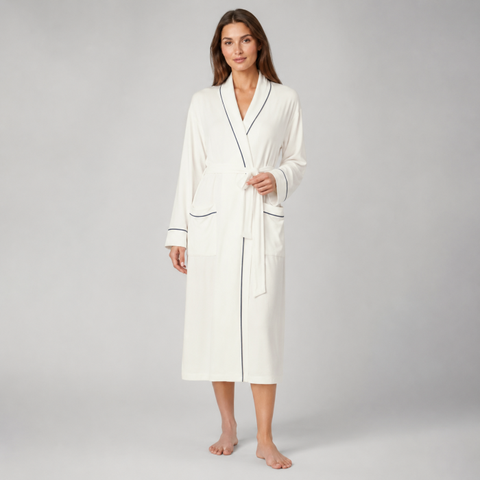Contrast Piping Modal Bathrobe | Private Label Robe Supplier