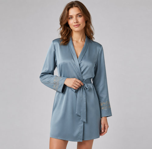 Embroidered Satin Bathrobe | Private Label Robe Manufacturer