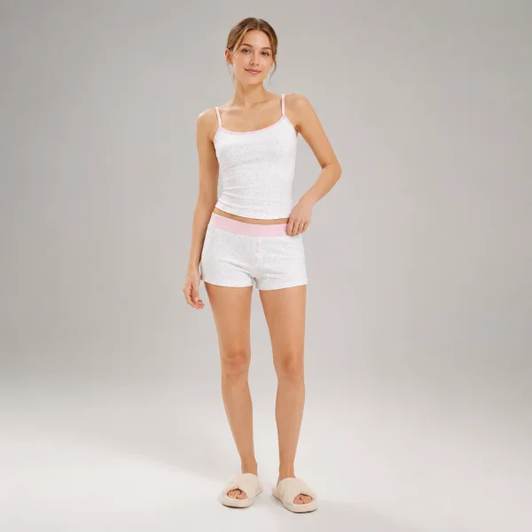 White camisole and shorts women's pajama set for private label brands