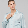 Wave Print Men's Satin Pajama Set | Sleepwear Manufacturer