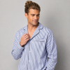 Blue Stripe Woven Cotton Pajama Set for Men | OEM Sleepwear