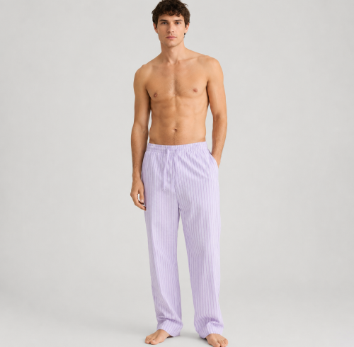 Lavender Stripe Men's Woven Cotton Pajama Pants | Private Label