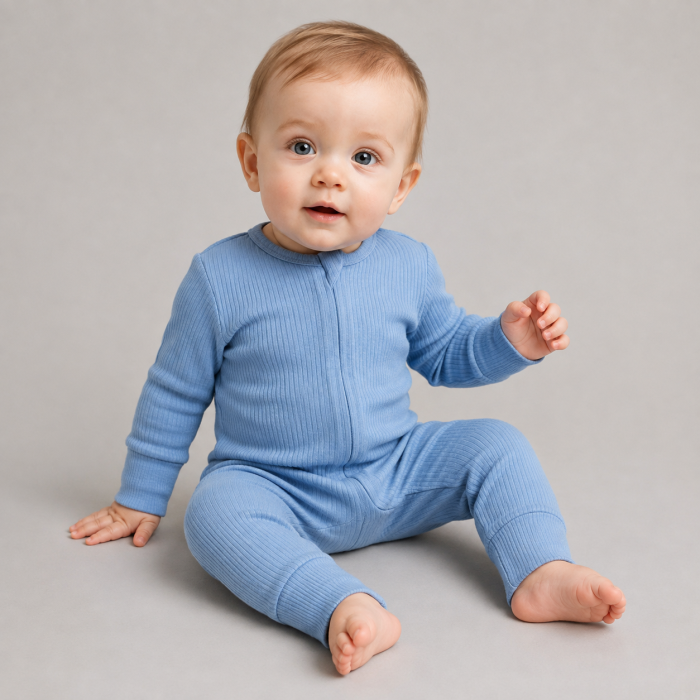 Custom 100% Cotton Ribbed Baby Romper | Infant Sleepwear Supplier