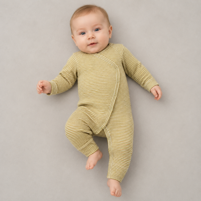 Custom Striped Cotton Baby Romper | Wrap Front Infant Sleepsuit Supplier