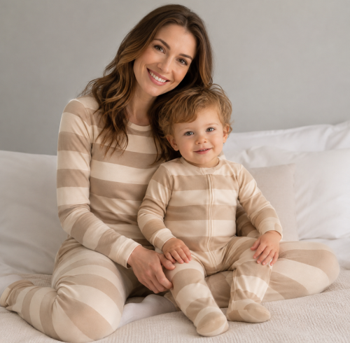 100% Cotton Mom & Baby Matching Pajamas | Private Label Family Sleepwear