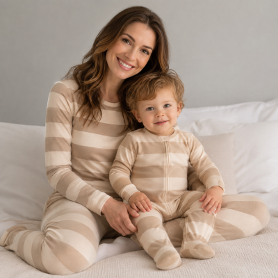 100% Cotton Mom & Baby Matching Pajamas | Private Label Family Sleepwear