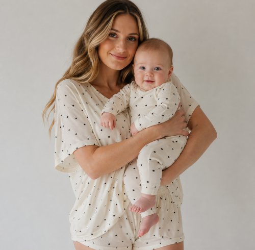Custom Modal Mom And Baby Pajamas Set | Private Label Family Sleepwear