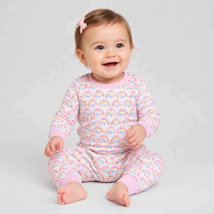 Rainbow Print Bamboo Baby & Toddler Pajama Set | Private Label Sleepwear