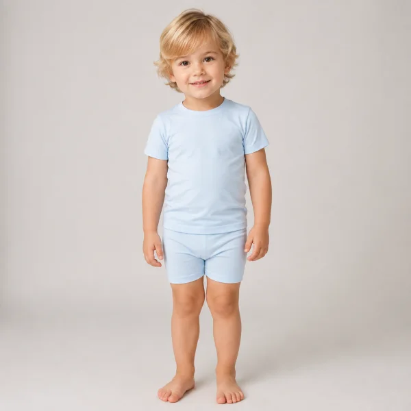 Light blue bamboo baby and toddler two-piece pajama set