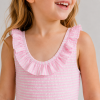 Custom Pink Ruffle Baby Swimsuit | Polyester Blend Kids Swimwear Supplier