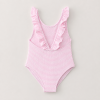 Custom Pink Ruffle Baby Swimsuit | Polyester Blend Kids Swimwear Supplier