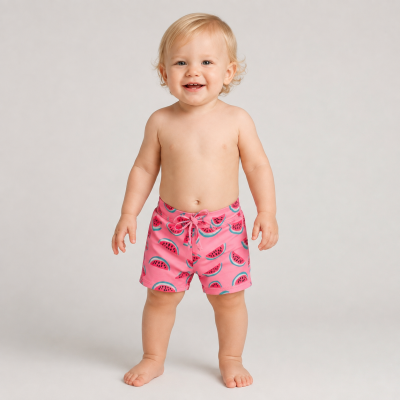 Watermelon Print Baby Swim Trunks | Polyester Blend Swimwear Supplier