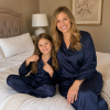Custom Navy Satin Matching Family Pajama Sets | Private Label Sleepwear