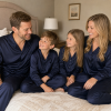 Custom Navy Satin Matching Family Pajama Sets | Private Label Sleepwear
