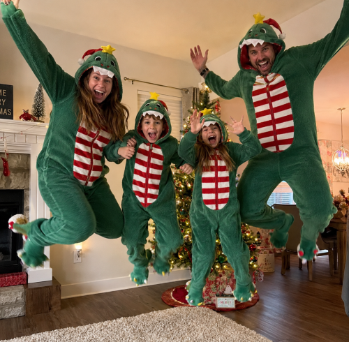 Custom Christmas Dinosaur Family Onesie Pajamas | Private Label Flannel
