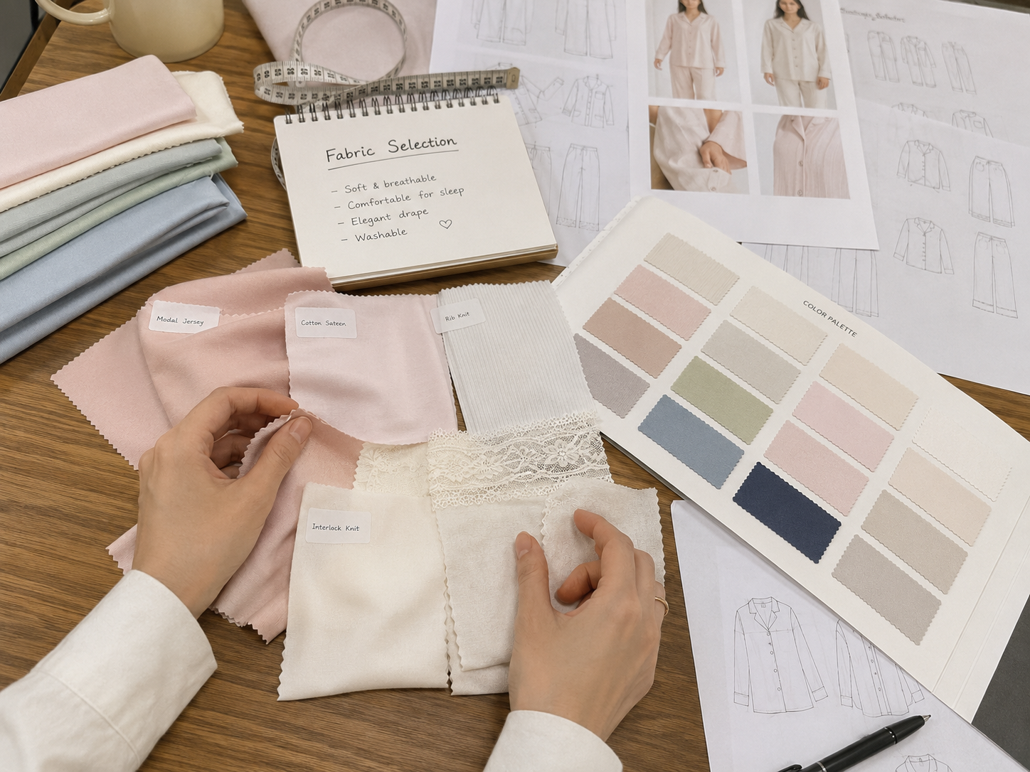 Fabric Selection custom pajama development step