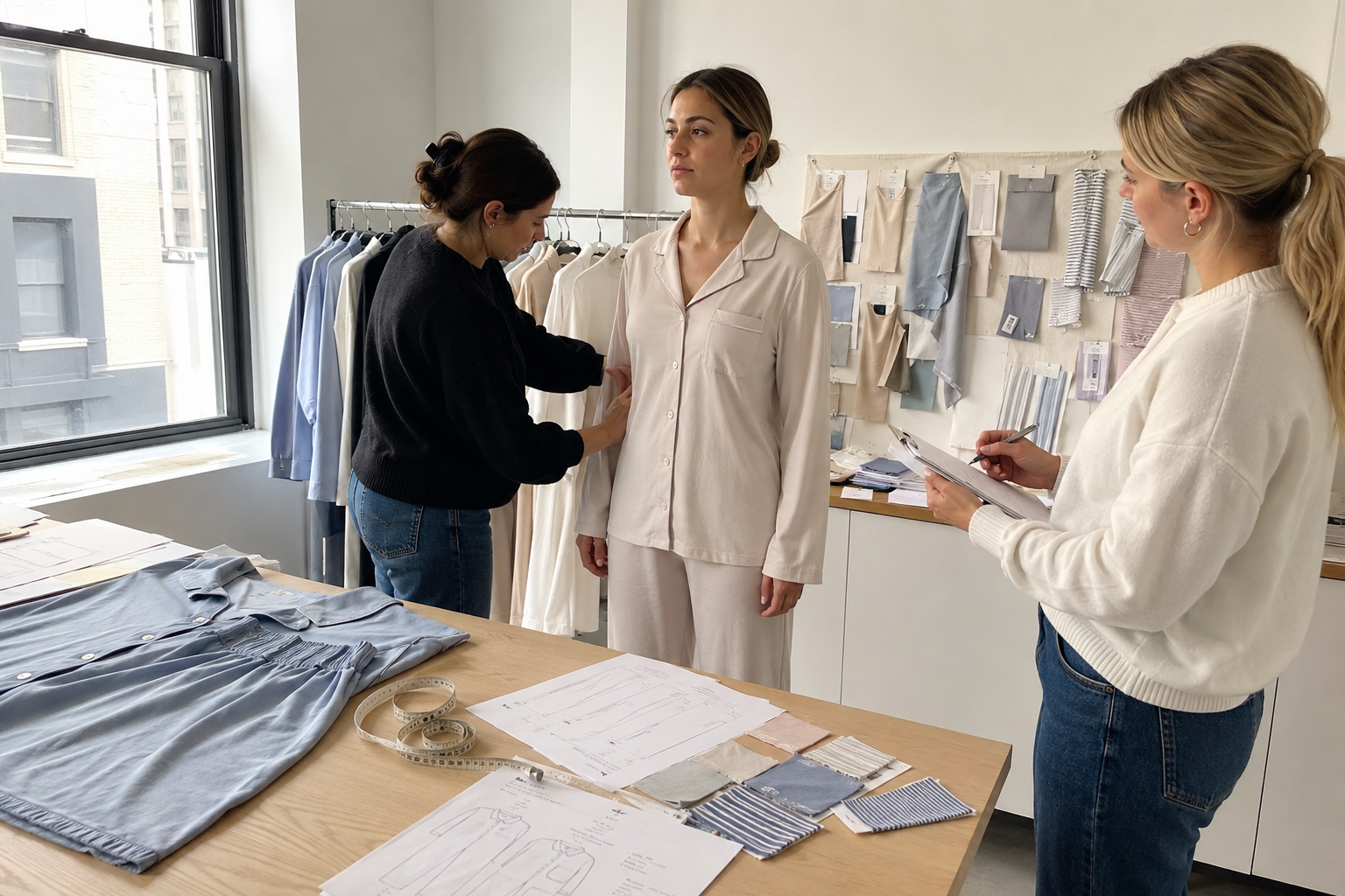 Pajama fit sample development case - women's modal pajama set in development