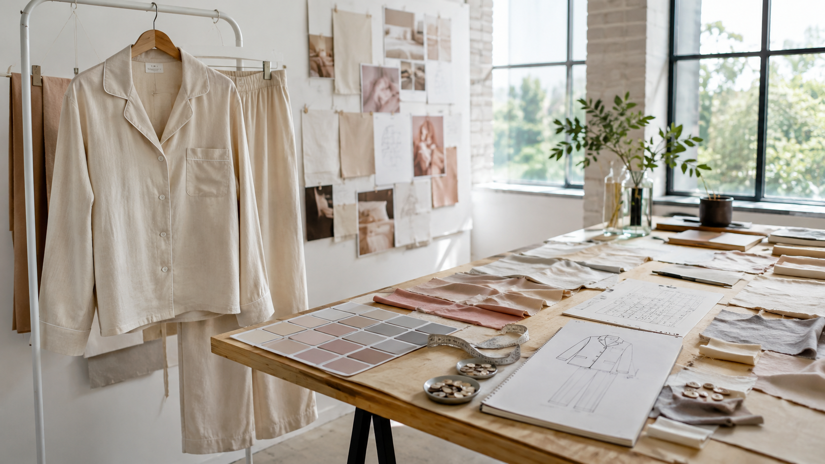 Brand idea to first cotton pajama collection concept in an apparel studio