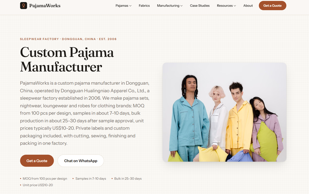 PajamaWorks official website - custom pajama manufacturer in Dongguan, China