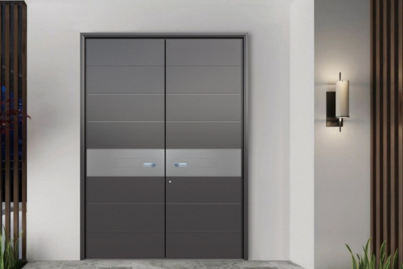 Robust aluminum entry door designed for weather resistance and energy efficiency