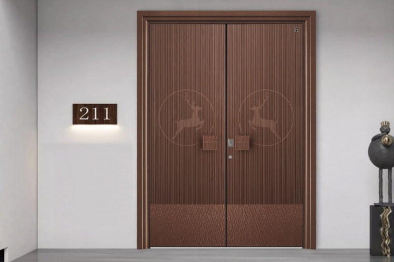 Aluminum entry door with thermal break technology and double glazing