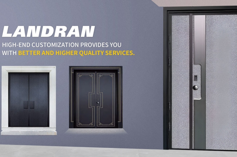 Modern commercial building interior with aluminum doors