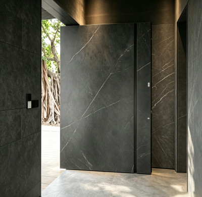 P-102Aluminum Pivot Doors | Flame Retardant | Customized Size | Luxury Villa Entry