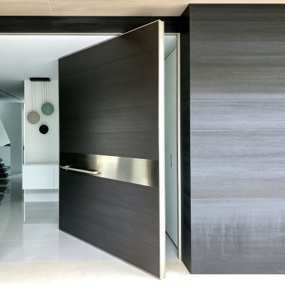 P-098Aluminum pivot doors | Flame Retardant | Customized Size | Luxury Villa Entry