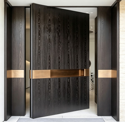 P-099Aluminum Pivot Doors | Flame Retardant | Customized Size | Luxury Villa Entry