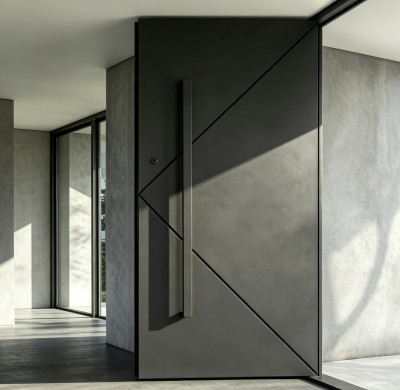 P-100Aluminum Pivot Doors | Flame Retardant | Customized Size | Luxury Villa Entry
