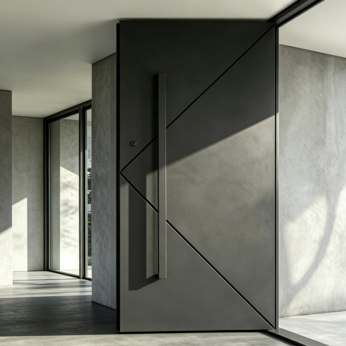 P-100Aluminum Pivot Doors | Flame Retardant | Customized Size | Luxury Villa Entry