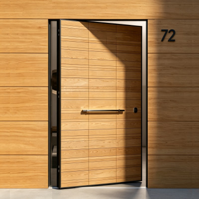 P-103Aluminum pivot doors | Flame Retardant | Customized Size | Luxury Villa Entry