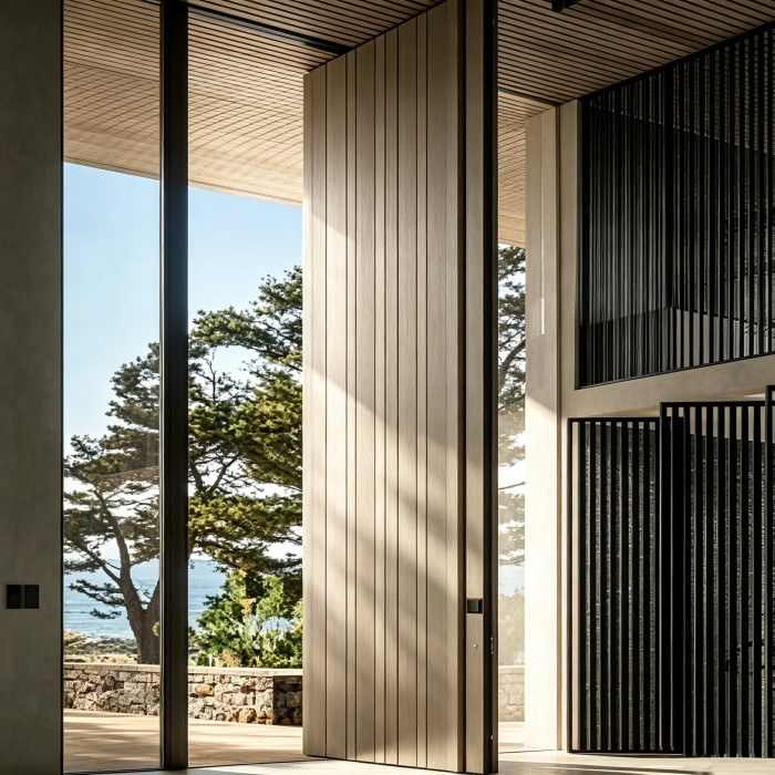 P-106Aluminum Pivot Doors | Flame Retardant | Customized Size | Luxury Villa Entry