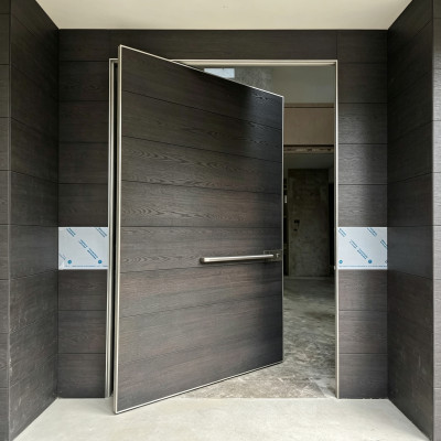 P-107 Aluminum pivot doors | Flame Retardant | Customized Size | Luxury Villa Entry