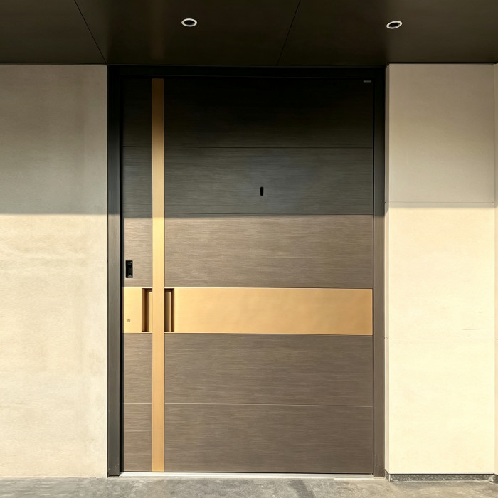 P-108 Aluminum Pivot Doors | Flame Retardant | Customized Size | Luxury Villa Entry