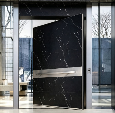 P-109 Aluminum Pivot Doors | Flame Retardant | Customized Size | Luxury Villa Entry
