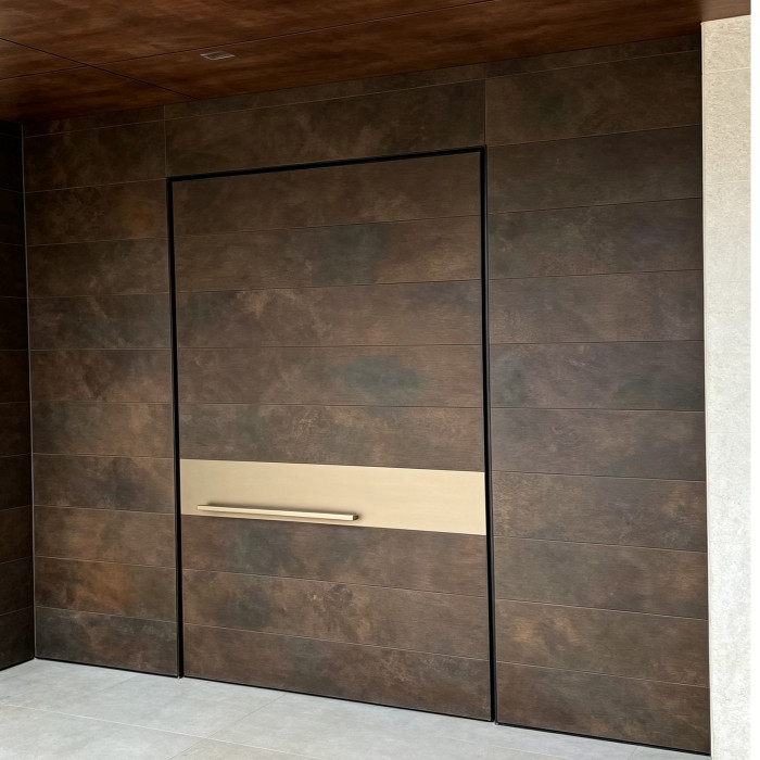 P-111 Aluminum Pivot Doors | Flame Retardant | Customized Size | Luxury Villa Entry