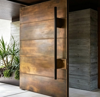 P-112 Aluminum Pivot Doors | Flame Retardant | Customized Size | Luxury Villa Entry