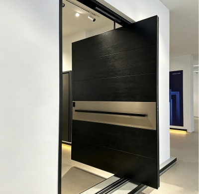 P-114 Aluminum Pivot Doors | Flame Retardant | Customized Size | Luxury Villa Entry