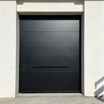 P-115 Polar Black Aluminum Pivot Door | 4mm Plate | Custom Size | Luxury