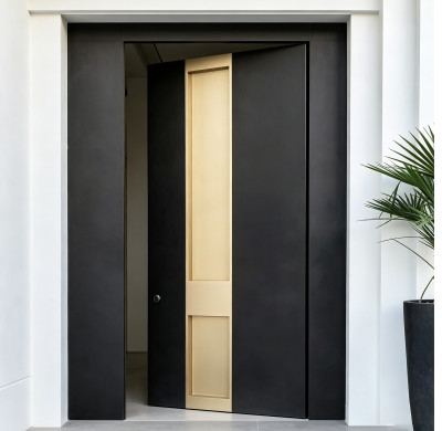 P-118  Aluminum Pivot Doors | Flame Retardant | Customized Size | Luxury Villa Entry