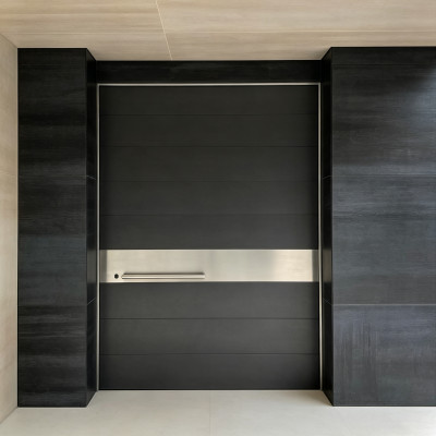 P-119  Aluminum pivot doors | Flame Retardant | Customized Size | Luxury Villa Entry