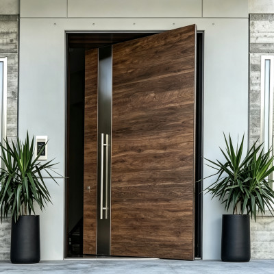 P-120  Aluminum pivot doors | Flame Retardant | Customized Size | Luxury Villa Entry
