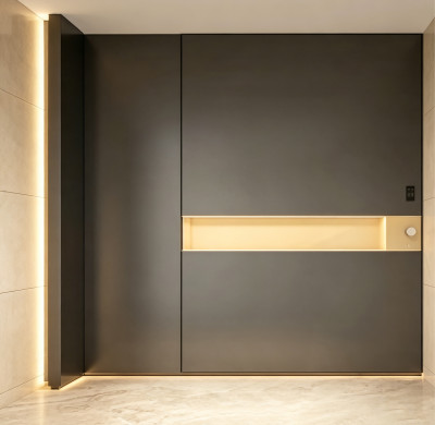 P-121  Aluminum Pivot Doors | Flame Retardant | Customized Size | Luxury Villa Entry