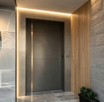 P-124  Aluminum Pivot Doors | Flame Retardant | Customized Size | Luxury Villa Entry