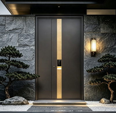 Z-002 Aluminum Unequal Double Doors | Flame Retardant | Customized Size | Luxury Villa Entry