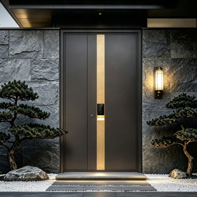 Z-002 Aluminum unequal double doors | Flame Retardant | Customized Size | Luxury Villa Entry