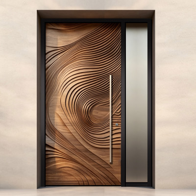 P-065  Aluminum pivot doors with glass  | Flame Retardant | Customized Size | Luxury Villa Entry