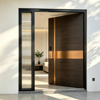 P-067 Polar Black Wood Grain Glass Door | 6mm Plate | Custom Size