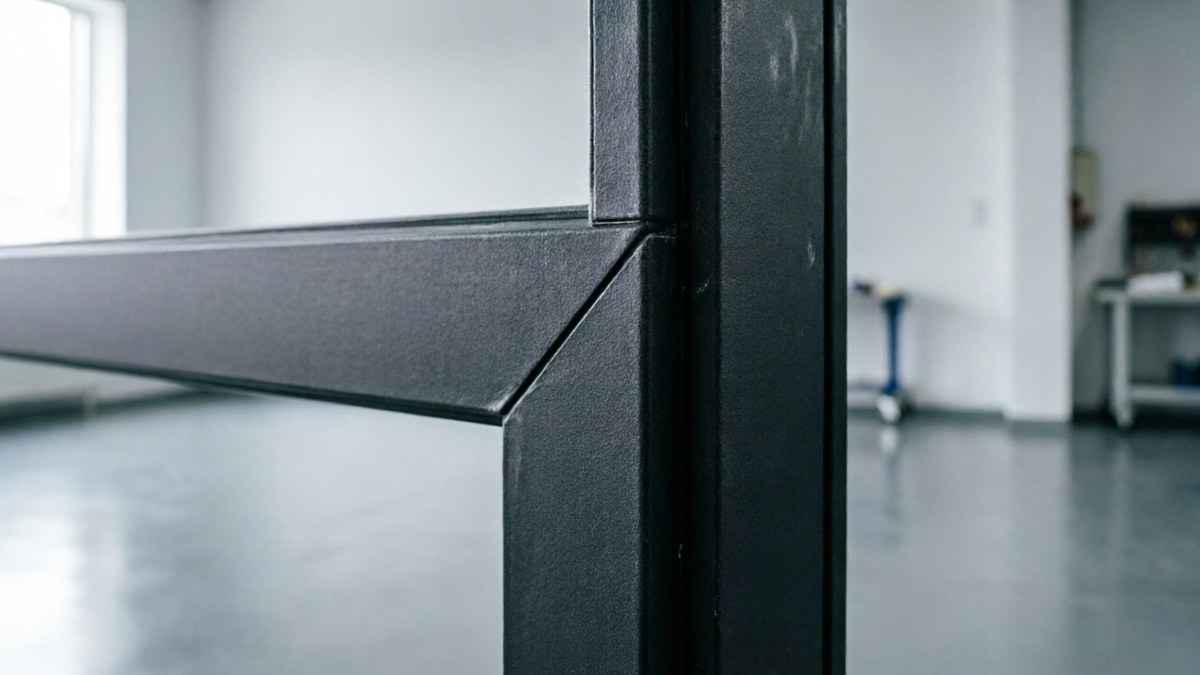 Close-up of thermal break aluminum door frame construction